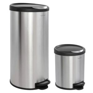 Molly 2-Piece Round Step Trash Can, Platinum Silver | 8 and 1.3 Gallons, Stainless Steel, Removable Liner, 30 Liters, Fingerprint Resistant, Large 25.2" Height, Small 10.6" Height Molly 2-Piece Round Step Trash Can, Platinum Silver | 8 and 1.3 Gallons, Stainless Steel, Removable Liner, 30 Liters, Fingerprint Resistant, Large 25.2" Height, Small 10.6" Height