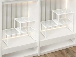 Extendable Metal Wire Shelf Organizer - Adjustable 15-24.4in Length, Stackable Storage Rack for Kitchen/Pantry/Bathroom/Shoe Cabinet/Tool Closet (4, White) Extendable Metal Wire Shelf Organizer - Adjustable 15-24.4in Length, Stackable Storage Rack for Kitchen/Pantry/Bathroom/Shoe Cabinet/Tool Closet (4, White)