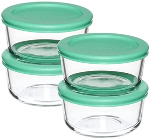 2 Cup Glass Storage Containers with Lids, Set of 4 Glass Food Storage Containers with Mint SnugFit Lids 2 Cup Glass Storage Containers with Lids, Set of 4 Glass Food Storage Containers with Mint SnugFit Lids