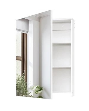 Bathroom Medicine Mirror Cabinet, 17.7'' x 23.6'', Wall-Mounted Bathroom Vanity with Mirror, Bathroom Medicine Cabinet with Storage Function, Hanging Storage Cabinet, Adjustable Shelves, White Bathroom Medicine Mirror Cabinet, 17.7'' x 23.6'', Wall-Mounted Bathroom Vanity with Mirror, Bathroom Medicine Cabinet with Storage Function, Hanging Storage Cabinet, Adjustable Shelves, White