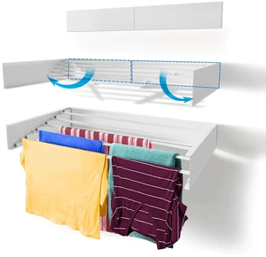 Laundry Drying Rack (28-INCH White), Wall Mounted, Retractable Clothes Drying Rack, 40lbs Capacity, 11.6 Linear Ft, with Wall Template and Long Screwdriver Bit Laundry Drying Rack (28-INCH White), Wall Mounted, Retractable Clothes Drying Rack, 40lbs Capacity, 11.6 Linear Ft, with Wall Template and Long Screwdriver Bit