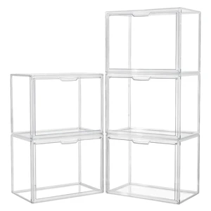 Acrylic Box Display Case, 5-Pack XL Stackable Storage Bins with Lid | Stackable Storage Bin X-Large 5 Pack, Clear Acrylic Display Case With Magnetic Lid, Dustproof Showcase for Figures Cosmetics Acrylic Box Display Case, 5-Pack XL Stackable Storage Bins with Lid | Stackable Storage Bin X-Large 5 Pack, Clear Acrylic Display Case With Magnetic Lid, Dustproof Showcase for Figures Cosmetics