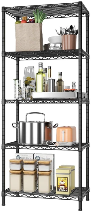 5 Metal Shelves Wire Shelving Storage Shelf Adjustable Unit Pantry | 5 Tier Kitchen Laundry Room Organization Home Pantry Closet Bathroom Organizers Garage Rack 14" D x 24" W x 59.5" H Black 5 Metal Shelves Wire Shelving Storage Shelf Adjustable Unit Pantry | 5 Tier Kitchen Laundry Room Organization Home Pantry Closet Bathroom Organizers Garage Rack 14" D x 24" W x 59.5" H Black