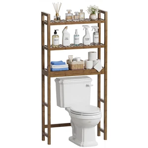 Bathroom Storage Shelf, Bamboo Over-The-Toilet Organizer Rack, Freestanding Toilet Space Saver with 3-Tier Adjustable Shelves (Walnut) Bathroom Storage Shelf, Bamboo Over-The-Toilet Organizer Rack, Freestanding Toilet Space Saver with 3-Tier Adjustable Shelves (Walnut)