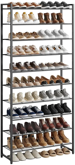 Shoe Rack for Closet, Metal Shoe Organizer, 10 Tier Garage Shoe Rack Max Holds 50 Pairs,Shoe Storage Shelf,Entryway, Black Shoe Rack for Closet, Metal Shoe Organizer, 10 Tier Garage Shoe Rack Max Holds 50 Pairs,Shoe Storage Shelf,Entryway, Black