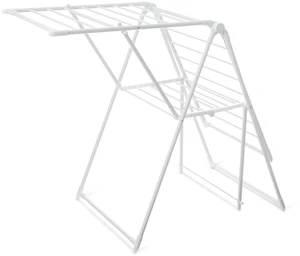 Foldable Space-Saving 2-Wing Metal Clothes Drying Rack, 61x23.6x39.3 inches, White Foldable Space-Saving 2-Wing Metal Clothes Drying Rack, 61x23.6x39.3 inches, White