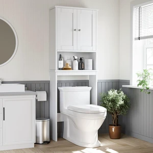 Over the Toilet Storage Cabinet, Bathroom Shelf, White | Bathroom Shelf Organizer with Anti-Tip Device Small Freestanding Space Saver with Adjustable Shelf Over the Toilet Storage Cabinet, Bathroom Shelf, White | Bathroom Shelf Organizer with Anti-Tip Device Small Freestanding Space Saver with Adjustable Shelf