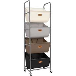 Vertical Rolling Laundry Hamper, 4 Section Laundry Sorter with Wheels and 2 Breaks, 4-tier Laundry Baskets for Small Space, Dorm, Laundry Room, Closet, Multicolored 4-tier Vertical Rolling Laundry Hamper, 4 Section Laundry Sorter with Wheels and 2 Breaks, 4-tier Laundry Baskets for Small Space, Dorm, Laundry Room, Closet, Multicolored 4-tier