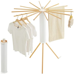 Clothes Drying Rack, Clothing Stand, Foldable Laundry Drying Rack | Portable clothes rack with wooden rods, plastic cylinder and tripod base for apartments, balconies, RVs, camping and travel. Clothes Drying Rack, Clothing Stand, Foldable Laundry Drying Rack | Portable clothes rack with wooden rods, plastic cylinder and tripod base for apartments, balconies, RVs, camping and travel.