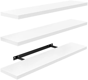 23.6" Floating Shelves for Wall Decor & Storage, Set of 3, White | MDF Wall Shelves for Bedroom, Bathroom, Living Room, Kitchen, 22 lbs Capacity per Shelf, Hidden Brackets, Flexible Layout 23.6" Floating Shelves for Wall Decor & Storage, Set of 3, White | MDF Wall Shelves for Bedroom, Bathroom, Living Room, Kitchen, 22 lbs Capacity per Shelf, Hidden Brackets, Flexible Layout