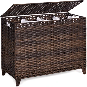 Laundry Hamper with 4 Removable Liner Bags, 176L Laundry Sorter with Lid | Raised Feet; Side Carry Handles; Handwoven PP Rattan; Rust-Resistant Iron Frame; Decorative Woven Design Laundry Hamper with 4 Removable Liner Bags, 176L Laundry Sorter with Lid | Raised Feet; Side Carry Handles; Handwoven PP Rattan; Rust-Resistant Iron Frame; Decorative Woven Design