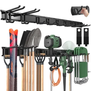 66" Garage Tool Organizer Wall Mount - 720lbs Garden Tool Organizer | Adjustable Hooks, Heavy Duty Metal Garage Storage Rack, Anti-Rust Shed Rack Holder Hanging Rake Broom Mower Snowboard 66" Garage Tool Organizer Wall Mount - 720lbs Garden Tool Organizer | Adjustable Hooks, Heavy Duty Metal Garage Storage Rack, Anti-Rust Shed Rack Holder Hanging Rake Broom Mower Snowboard