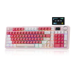 Aula F99 MAX Wireless Mechanical Keyboard, Smart Screen & Knob | 8000mAh, 2.4Ghz/BT Creamy Keyboard, Pre-Lubed Switch, Hot-Swappable, RGB Backlit, Custom Software (Pink) Aula F99 MAX Wireless Mechanical Keyboard, Smart Screen & Knob | 8000mAh, 2.4Ghz/BT Creamy Keyboard, Pre-Lubed Switch, Hot-Swappable, RGB Backlit, Custom Software (Pink)