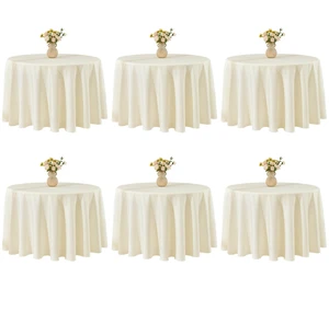Classic Series 6 Pack 120inch Round Table Cloth Polyester, Ivory | Stain and Wrinkle Resistant Polyester Dining Table Cover for Kitchen Dining Party Wedding Tabletop Buffet Decoration Classic Series 6 Pack 120inch Round Table Cloth Polyester, Ivory | Stain and Wrinkle Resistant Polyester Dining Table Cover for Kitchen Dining Party Wedding Tabletop Buffet Decoration