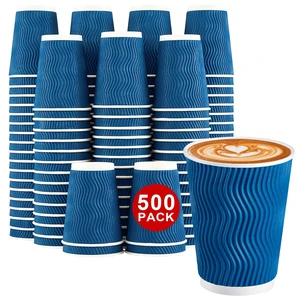 500 Count 12 oz Insulated Disposable Paper Coffee Cups Bulk No Lids | Corrugated Cups 12oz, Kraft Ripple Wall Design for Hot Beverage or Cold Drink Office Home Party Travel Cafe (Navy) 500 Count 12 oz Insulated Disposable Paper Coffee Cups Bulk No Lids | Corrugated Cups 12oz, Kraft Ripple Wall Design for Hot Beverage or Cold Drink Office Home Party Travel Cafe (Navy)