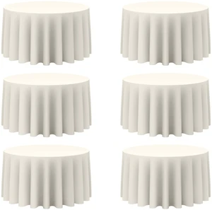 6 Pack Ivory Round Tablecloths 120 Inch for 60" Tables | 150 GSM Polyester Fabric, Floor Length Drop, Water, Stain & Wrinkle Resistant Cloth Cover for Wedding Reception Banquet Party 6 Pack Ivory Round Tablecloths 120 Inch for 60" Tables | 150 GSM Polyester Fabric, Floor Length Drop, Water, Stain & Wrinkle Resistant Cloth Cover for Wedding Reception Banquet Party