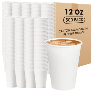 Paper Coffee Cups 12 oz 500 pack, Ideal for Coffee, Beverages | Paper Cups Disposable, Hot Coffee Cups, BPA-free, Leak-proof Paper, Ideal for Party, Home, Office (12oz 500 pack white) Paper Coffee Cups 12 oz 500 pack, Ideal for Coffee, Beverages | Paper Cups Disposable, Hot Coffee Cups, BPA-free, Leak-proof Paper, Ideal for Party, Home, Office (12oz 500 pack white)