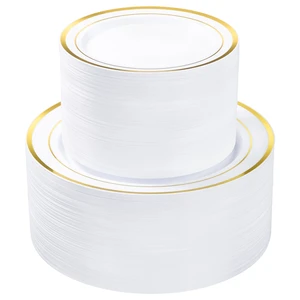 200PCS Gold Plastic Plate, Disposable Party Plates | 100 Dinner Plates and 100 Dessert Plates, Plastic Plates for Party, Wedding and Birthday 200PCS Gold Plastic Plate, Disposable Party Plates | 100 Dinner Plates and 100 Dessert Plates, Plastic Plates for Party, Wedding and Birthday