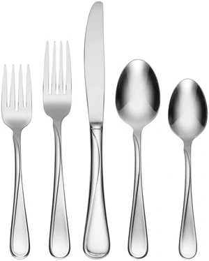 Flatware Flight 18/0 Silverware Set for 8, (45-Piece) | silver | light weight | stainless steel | dishwasher safe do not soak in water | cutlery knives forks spoons serving utensils Flatware Flight 18/0 Silverware Set for 8, (45-Piece) | silver | light weight | stainless steel | dishwasher safe do not soak in water | cutlery knives forks spoons serving utensils