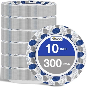 300 Count Disposable Paper Plates 10 Inch Bulk | Soak Proof, Cut Resistant & Food Safe, Large Paper Dinner Plates for Everyday Use 300 Count Disposable Paper Plates 10 Inch Bulk | Soak Proof, Cut Resistant & Food Safe, Large Paper Dinner Plates for Everyday Use
