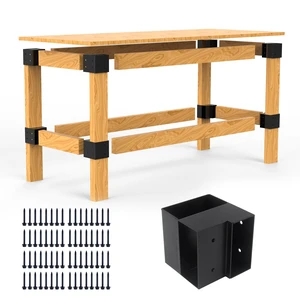 Heavy Duty Workbench Bracket Kit - 8 Pcs Steel 3-Way Right Angle Corner Brackets for DIY Custom Workbench, Shelving, Work Table, Fits 2x4 (Actual 1.5"x3.5") Wood Heavy Duty Workbench Bracket Kit - 8 Pcs Steel 3-Way Right Angle Corner Brackets for DIY Custom Workbench, Shelving, Work Table, Fits 2x4 (Actual 1.5"x3.5") Wood