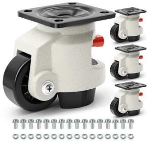 Leveling Casters Heavy Duty with Upgraded Ratchet Handle Design, 360 Degree Swivel Castor Wheels, Adjustable Casters with Feet for Workbench, Machine, Total Capacity 2200 Lbs (4 Pack) Leveling Casters Heavy Duty with Upgraded Ratchet Handle Design, 360 Degree Swivel Castor Wheels, Adjustable Casters with Feet for Workbench, Machine, Total Capacity 2200 Lbs (4 Pack)