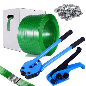 Banding Strapping Kit, Pallet Strapping Kit, Packaging Banding Tool with 5/8" Width, 1000' Length Polyester Strapping Coil Roll and Dispenser Box Heavy Duty Certified 1200 lbs Break Banding Strapping Kit, Pallet Strapping Kit, Packaging Banding Tool with 5/8" Width, 1000' Length Polyester Strapping Coil Roll and Dispenser Box Heavy Duty Certified 1200 lbs Break