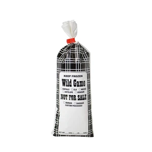 Wild Game Meat Bags, 1 lb, 1000 Count, Black Plaid | Black plaid print marked Not For Sale for venison, elk and sausage processing Wild Game Meat Bags, 1 lb, 1000 Count, Black Plaid | Black plaid print marked Not For Sale for venison, elk and sausage processing