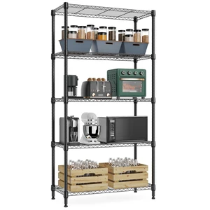 1250 lbs 5 Tier Shelf Metal Storage Shelves Wire Rack Closet Organizers with Wheel for Garage Kitchen Bathroom Laundry Black 13.7" D x 23.6" W x 62.4" H 1250 lbs 5 Tier Shelf Metal Storage Shelves Wire Rack Closet Organizers with Wheel for Garage Kitchen Bathroom Laundry Black 13.7" D x 23.6" W x 62.4" H