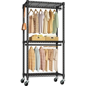 Rolling Clothes Rack, Clothing Racks for Hanging Clothes, Black | P3 Mini Heavy Duty Garment Rack with Wheels, Freestanding Portable Closet Racks 23.6'' W x 14'' D x 78.5'' H, Max Load 430Lbs Rolling Clothes Rack, Clothing Racks for Hanging Clothes, Black | P3 Mini Heavy Duty Garment Rack with Wheels, Freestanding Portable Closet Racks 23.6'' W x 14'' D x 78.5'' H, Max Load 430Lbs