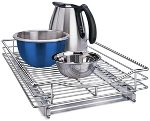 Pull Out Cabinet Organizer, Kitchen Slide Out Drawer | 14W x 21D chrome rollout shelf creates easy-access storage for cookware, pantry items and kitchen essentials inside cabinets Pull Out Cabinet Organizer, Kitchen Slide Out Drawer | 14W x 21D chrome rollout shelf creates easy-access storage for cookware, pantry items and kitchen essentials inside cabinets