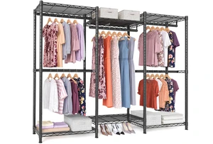 Closet Organizers and Storage, Clothes Rack with Shelves | Freestanding Wardrobe Closet for Bedroom, 68.7 x 15.8 x 76 inch, Matte Black and Ink Black, DALTEN Collection ULGR433B01 Closet Organizers and Storage, Clothes Rack with Shelves | Freestanding Wardrobe Closet for Bedroom, 68.7 x 15.8 x 76 inch, Matte Black and Ink Black, DALTEN Collection ULGR433B01