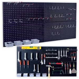 Garage Pegboard Storage Organizer - 48pcs Pegboard Hooks Set | 48x24 Inch Pegboard Tool Organizer with 40Pcs Peg Board Hooks & 4 Storage Bins (Black) Garage Pegboard Storage Organizer - 48pcs Pegboard Hooks Set | 48x24 Inch Pegboard Tool Organizer with 40Pcs Peg Board Hooks & 4 Storage Bins (Black)