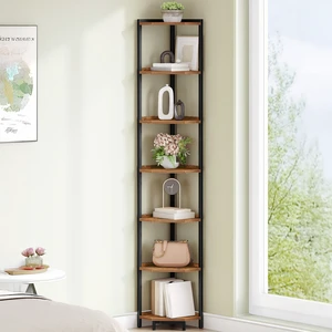 Corner Shelf Stand 7-Tier Corner Bookshelf Storage Standing Shelf | Bookcase Plant Stand with Metal Frame for Living Room, Home Office, Bedroom, Rustic Brown CS07001B Corner Shelf Stand 7-Tier Corner Bookshelf Storage Standing Shelf | Bookcase Plant Stand with Metal Frame for Living Room, Home Office, Bedroom, Rustic Brown CS07001B