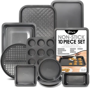 Non-Stick 10-Piece Bakeware Set Carbon Steel with Even Heat Distribution, Oven Safe to 446°F, BPA-Free, Dishwasher Safe, Stackable Baking Tools for Easy Storage and Everyday Cooking - Gray Non-Stick 10-Piece Bakeware Set Carbon Steel with Even Heat Distribution, Oven Safe to 446°F, BPA-Free, Dishwasher Safe, Stackable Baking Tools for Easy Storage and Everyday Cooking - Gray