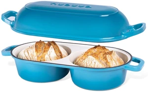 Dutch Oven For Sourdough Bread Baking Enamelled Cast Iron Bread Loaf Pot 500°F Oven Safe Non Stick Bread Pot Double Round Loaf Space, 16.5cm Diameter, Light Blue Dutch Oven For Sourdough Bread Baking Enamelled Cast Iron Bread Loaf Pot 500°F Oven Safe Non Stick Bread Pot Double Round Loaf Space, 16.5cm Diameter, Light Blue