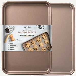 13 x 18 inch Nonstick Half Sheet Pan 2-Pack, PFOA & BPA Free | | Non-Toxic - High Carbon Steel - Gold - Cookie Baking Sheets for Oven 13 x 18 inch Nonstick Half Sheet Pan 2-Pack, PFOA & BPA Free | | Non-Toxic - High Carbon Steel - Gold - Cookie Baking Sheets for Oven