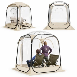Pop Up Sports Tent, 50x50x66.9 Instant Weather Proof Clear Tent for 2 Person, Portable Foldable Dome Shelter with Removable Floor Mat & Top Cover, for Watching Sports Events, Camping, Fishing Pop Up Sports Tent, 50x50x66.9 Instant Weather Proof Clear Tent for 2 Person, Portable Foldable Dome Shelter with Removable Floor Mat & Top Cover, for Watching Sports Events, Camping, Fishing