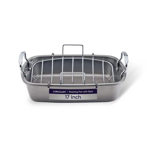 Total Bakeware Nonstick Roaster, Roasting Pan with Rack, 17-Inch x 13-Inch, Gray Total Bakeware Nonstick Roaster, Roasting Pan with Rack, 17-Inch x 13-Inch, Gray
