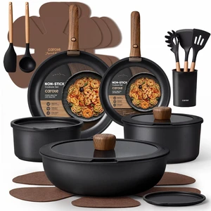 21pcs Pots and Pans Set Non Stick, Detachable Handle Cookware, Black | Induction Compatible, Dishwasher & Oven Safe, Space Saving, for Camping/RV/Traveling, Kitchen Cooking Set, House Warming Gift 21pcs Pots and Pans Set Non Stick, Detachable Handle Cookware, Black | Induction Compatible, Dishwasher & Oven Safe, Space Saving, for Camping/RV/Traveling, Kitchen Cooking Set, House Warming Gift