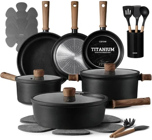 21pcs Pots and Pans Set, Nonstick Cookware Sets | Titanium Reinforced Coating, Scratch-Resistant, Easy to Clean, Even Heating, Induction Compatible, with Frying Pans Set 21pcs Pots and Pans Set, Nonstick Cookware Sets | Titanium Reinforced Coating, Scratch-Resistant, Easy to Clean, Even Heating, Induction Compatible, with Frying Pans Set