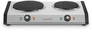 Double Burner Hot Plate, 1800W, Stainless Steel/Black | Bagel, pastry & bread toaster with defrost/reheat functions, 6-setting browning dials & a slide-out crumb tray, CPT-180P1 Double Burner Hot Plate, 1800W, Stainless Steel/Black | Bagel, pastry & bread toaster with defrost/reheat functions, 6-setting browning dials & a slide-out crumb tray, CPT-180P1