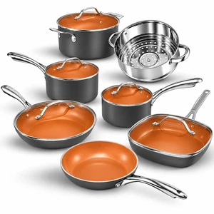 12 Pc Titanium Ceramic Cookware Set Nonstick, Diamond Infused | Pots and Pans Non Stick, Non Toxic PFAS Free, Lightweight, Even Heating, Stay Cool Handles, Dishwasher & Oven Safe, Copper 12 Pc Titanium Ceramic Cookware Set Nonstick, Diamond Infused | Pots and Pans Non Stick, Non Toxic PFAS Free, Lightweight, Even Heating, Stay Cool Handles, Dishwasher & Oven Safe, Copper
