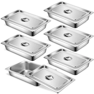 6 Set Hotel Pans Full Size 2.5" Deep Stainless Steel Steam Table Pan w/Lids | 20 Gauge Food-Grade Stainless Steel, Great for Steam Tables, Anti-Jam Catering Pan for Food Prep & Storage,Dishwasher Safe 6 Set Hotel Pans Full Size 2.5" Deep Stainless Steel Steam Table Pan w/Lids | 20 Gauge Food-Grade Stainless Steel, Great for Steam Tables, Anti-Jam Catering Pan for Food Prep & Storage,Dishwasher Safe