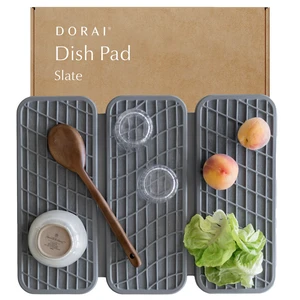 Home Dish Pad - Collapsable Stone Dish Drying Mat with Diatomaceous Earth for Quick Drying - Ultra Absorbent - Encased in Silicone - Eco-Friendly, Foldable - Original 19.9"x15.2", Slate Home Dish Pad - Collapsable Stone Dish Drying Mat with Diatomaceous Earth for Quick Drying - Ultra Absorbent - Encased in Silicone - Eco-Friendly, Foldable - Original 19.9"x15.2", Slate