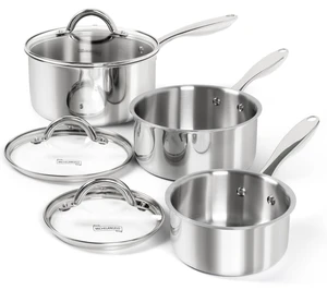 Saucepan Set 6pc, Triply Stainless Steel Sauce Pan with Lids 1QT & 2QT &3QT, Kitchen Cooking Pot for Home Use, Dishwasher Safe & Induction Compatible Saucepan Set 6pc, Triply Stainless Steel Sauce Pan with Lids 1QT & 2QT &3QT, Kitchen Cooking Pot for Home Use, Dishwasher Safe & Induction Compatible