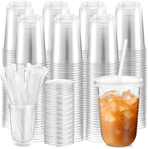 500 Sets 16oz Clear Plastic Cups with Lids Straws Disposable Cups | Iced Coffee Clear Round Bottom Drinking PET Cold Drinks Juice Smoothie Coffee Shops Party Wedding Christmas Valentine's Day 500 Sets 16oz Clear Plastic Cups with Lids Straws Disposable Cups | Iced Coffee Clear Round Bottom Drinking PET Cold Drinks Juice Smoothie Coffee Shops Party Wedding Christmas Valentine's Day