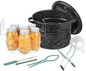 Canning Pot with Rack - 8 Piece Set Enamelware Water bath canner - Canning Starter Kit Canning Pot with Rack - 8 Piece Set Enamelware Water bath canner - Canning Starter Kit