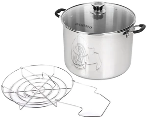 Harvest Stainless Steel 20 Qt Canning Pot with Rack | Water Bath or Steam Canning | Works on All Stovetops Including Induction, Glass, Gas (Stainless Steel Canner + Tools) (Stainless Steel Canner) Harvest Stainless Steel 20 Qt Canning Pot with Rack | Water Bath or Steam Canning | Works on All Stovetops Including Induction, Glass, Gas (Stainless Steel Canner + Tools) (Stainless Steel Canner)