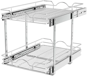 2 Tier Pull Out Cabinet Organizer (15.5" W x 21" D), Pull Out Drawers for Kitchen Cabinets, Pull Out Shelves for Base Cabinet Organization in Kitchen Bathroom Pantry, Chrome Finish 2 Tier Pull Out Cabinet Organizer (15.5" W x 21" D), Pull Out Drawers for Kitchen Cabinets, Pull Out Shelves for Base Cabinet Organization in Kitchen Bathroom Pantry, Chrome Finish